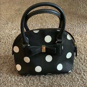 Polka dot black and white handbag